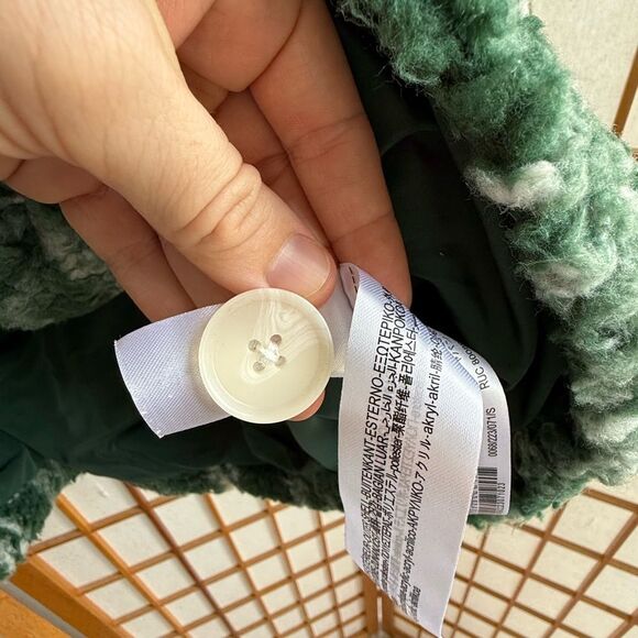 Zara Combination Plaid Fleece Button Front Jacket in Green/White | Small - Picture 7 of 10